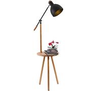 GWJKG Corner Adjustable Tripod Bedroom Standing Lamp with Wood Tray, USB Port, Pedal Switches, Light Floor Lamps For Living Room Color :