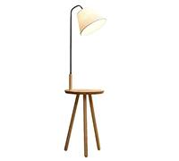 GWJKG Corner with Shelf Lights Wooden Tripod Base and Fabric Lampshade Reading Lamp Standing Floor Lamps For Living Room Color White,