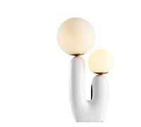 GWJKG Creative Nordic Style Resin Glass Lampshade Bedside Bedroom Table Lamp with Suitable for Living Room, Dormitory, Office,(White)