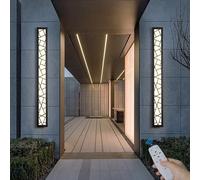 GWJKG Dimmable 80CM Wall Lights with Remote Control Black Outdoor, IP65 Waterproof for Garden, Porch, Garage, Terrace - Indoor/Outdoor Acrylic Lamp (48W)