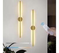 GWJKG Dimmable Indoor Lamp with Remote Control Rechargeable Touch Light Wireless Rotation Wall for Bedroom Living Room Corridor 2 Pack Gold Round