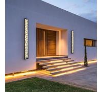 GWJKG Dimmable Outdoor Wall Lights with Remote Control Black for Garden, Porch, Garage - IP65 Waterproof Acrylic Lamp, 58W Warm Light, 100CM