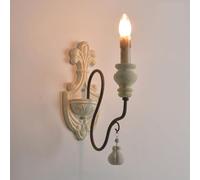 GWJKG Distressed White Farmhouse Lamp Candle, Vintage Mid Century Wall Light for Bedroom, Living Room, Bathroom Kitchen - Rustic Indoor Decor