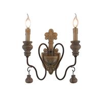 GWJKG Distressed White Farmhouse Wall Lamp 2-Light Candle, Antique Mid Century for Bedroom, Living Room, Bathroom Kitchen - Rustic French Country