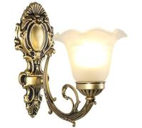 GWJKG Double Milk Glass Sconce Vintage Gold Light Mid Century White Vanity Wall Lamp with E26/E27 Base for Bedroom Living Kitchen Dining Room Bathroom