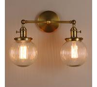 GWJKG Double Wall Lights - Antique Loft Bar Kitchen Fixture with Ribbed Clear Glass Shades, Vintage Industrial Style for Home Decor