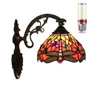 GWJKG Dragonfly Sconces Stained Glass Wall Lamp, Elegant Light Fixture for Hallway, Stairway, Bedroom, Office Home Decor - Vintage Style Illumination