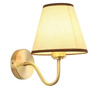 GWJKG Elegant Brass with Fabric Shade - For Bedrooms, Living Rooms, Hotels & More (18x23 cm)