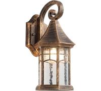 GWJKG European E27 Vintage Lamp Retro Industrial Waterproof Metal Glass Porch Light Anti Rust Cast Aluminum Wall Lighting(Gold)