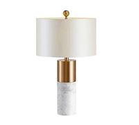 GWJKG European Marble Desk Fabric Lampshade Bedside Lamp Bedroom Table Lamps for Living Room (Color White, Size * 68cm)