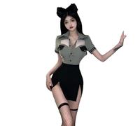 GWJKG Flight Attendant Stewardess Costume for Women Racer Costumes Halloween Lingerie Party Outfit