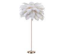 GWJKG Fluffy Ostrich Feather Floor Lamp with Gold Body 3 Color Temperatures Bedroom and Including Suitable for Living Room, Dormitory, Office,(White)