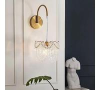 GWJKG French Crystal Sconces 2 Pack, Rechargeable Gold Wireless Dimmable Battery-Operated Wall Lights for Living Room, Bedroom, Hallway, Bathroom, Vanity Decor