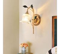 GWJKG Glass Flower French Retro Lamp Socket Country Style Light Antique Farmhouse Wall Suitable for Bedroom Bedside Living Room Corridor Interior Decorative (1PC)