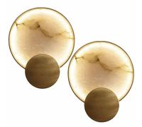 GWJKG Gold Alabaster Marble Wall Lamps Hardwired Round for Bedroom, Living Bathroom, Dining Room, Balcony & Stairs