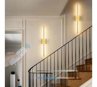 GWJKG Gold Square Sconces with Remote Control Dimmable Touch Wall Lights for Bedroom Living Room and Corridor Wireless Rechargeable Rotation (2 Pack)