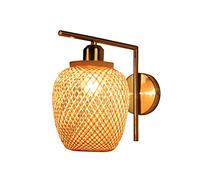 GWJKG Handmade Rattan Lampshade for Living Room Bedroom Bar Cafe Industrial Style Wall Lights with Base