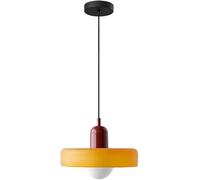 GWJKG Hanging Light Fixture Mid Century Glass Pendant Colorful Dome - Adjustable Iron Chandelier Compatible with Bedroom, Dining Room, Kitchen Island,Pendant Lighting Ceiling