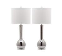 GWJKG Inch Ceramic Table Pack with Bedroom Home Office Desk Bedside Counter Lamp Suitable for Living Room, Dormitory, Office,(Silver Set of 2)