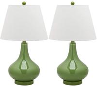 GWJKG Inch Gourd Glass Table Pack with Bedroom Home Office Desk Bedside Counter Lamp Suitable for Living Room, Dormitory, Office,(Green Set of 2)