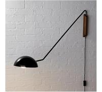 GWJKG Industrial Adjustable Swing Arm Sconce Black Metal Frame Light Gold Accent Plug-in Reading Wall Lamp with E26/E27 Base for Bedside Headboard Living Room Study Office