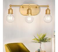 GWJKG Industrial Style Black/Gold Mirror Lamp for Retro Metal Light, 3 Flame, 42CM Bathroom Fixture, Vintage Iron Wall, Elegant Solution