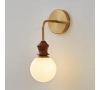 GWJKG Industrial Vintage Gooseneck Wall Bedside Mount Lamp with Rubber Wood & Acrylic Shade, Light Fixture for Bedroom, Living Room, Hotel Decor