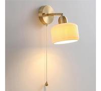 GWJKG Japanese Brass Striped Ceramic Adjustable Bedside Wall Lamp E26/E27 Base with Pull Chain for Bedroom Living Room Bathroom Hallway