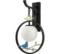 GWJKG Lampe Fer forgé, Nouveau Style Chinois, décoration de Fleurs d'oiseaux en céramique, Applique murale créative Appliques murales (Color : B)