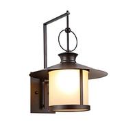 GWJKG Lampe murale 1-Flame Outer Light Outdoor Lantern Farmhouse Lights Wall Bracket Textured Black and Wood Finish with Clear Seed Glass for Entrance Area Veranda Garage Luminaires extérieurs
