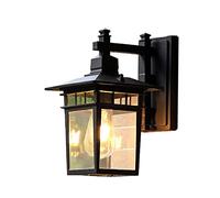 GWJKG Lampe murale Fixture Mount, Black Exterior Lighting Porch Light E27 Base Socket, Waterproof Lamp with Seeded Glass,10'H Outdoor Wall for House,Garden,Doorwa