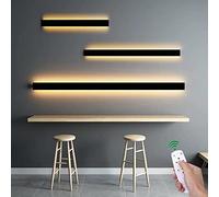 GWJKG Light with Remote Control and Adjustable Temperature Dimmable Up Down Indoor Black Wall Lamp for Bedroom Living Room Hallway Stairs 6000K 40cm 26W