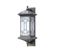 GWJKG Lighting Brown IP44 Waterproof Light Outdoor Balcony Patio Gate Garden Chinese Villa Terrace Solar and Mains Dual-Use Wall Lamp