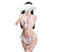 GWJKG Lingerie for Women Sailor Collar Mesh Lace Bikini Student Uniform Dress Lingerie Role Play
