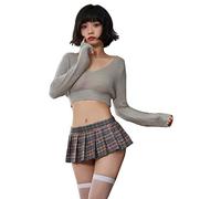 GWJKG Lingerie Pleated Short Skirt JK Student Uniform Sweater Lingerie Set