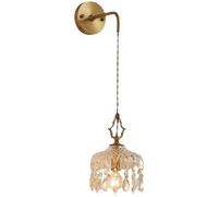 GWJKG Luxury American Retro Wall Light All-Copper Crystal Indoor Lamp Entrance, Bedside, Balcony Corridor Elegant French Decorative for Cloakroom & Home Decor