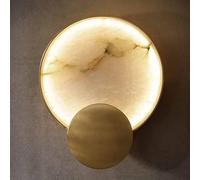 GWJKG Marble Lamps Hardwired Gold Alabaster Sconces, Round for Bedroom, Living Bathroom, Balcony, Stairs, Dining Room - Elegant Wall Fixtures
