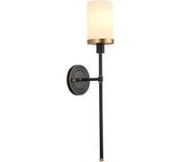 GWJKG Mid Century Bathroom Sconce with E12/E14 Base Milk Glass Shade Brass Black Gold Rustic Industrial Light Vintage Farmhouse Wall Mounted Lamp for Bedroom Living Room Hallway Kitchen
