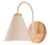 GWJKG Minimalist Iron Lampshade Wood Base Indoor Lighting Fixture for Bedrooms Study Living Home Hallway - Black White