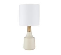 GWJKG Minimalist Table Lamp with Ceramic Body and Linen Lampshade, Bedroom, Or Nightstand Suitable for Living Room, Dormitory, Office,(White)