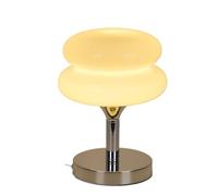 GWJKG Mushroom Glass Table Lamp with A Double Globe and Metal Base, Minimalist Decors Like Bedrooms. Suitable for Living Room, Dormitory, Office,(White)