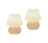 GWJKG Mushroom Shaped Retro Table Bedside Lamp Translucent Glass dimmable, Home Decoration, Bedroom nightstand Suitable for Living Room, Dormitory, Office,(Not-dimmable- white-2packs)