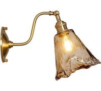 GWJKG Nordic Brass Wall Sconces with Glass Shade for Bedroom Living Room Vintage Base Bedside Reading Lamp