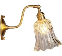 GWJKG Nordic Glass Sconces with Brass Finish Bedroom Living Room Hallway Vintage Style Base Wall Fixture Ideal for Reading Transparent Shade