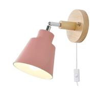 GWJKG Nordic Minimalist Rotation Lamp, Wood Metal in Sconces W/Wall Mounted Fixture for Kids Bedroom Bedside Reading Living Room Corridor Hotel(Pink)
