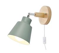 GWJKG Nordic Minimalist Rotation Lamp, Wood Metal in Sconces W/Wall Mounted Fixture for Kids Bedroom Bedside Reading Living Room Corridor Hotel(Green)
