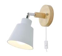 GWJKG Nordic Minimalist Rotation Lamp, Wood Metal in Sconces W/Wall Mounted Fixture for Kids Bedroom Bedside Reading Living Room Corridor Hotel(White)