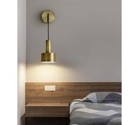 GWJKG Nordic Style Adjustable Wall Light Metal Pendant Lamp, Indoor for Bedroom Bedside, 5W (Gold & Cool White)