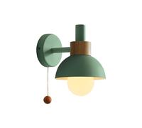 GWJKG Nordic Wall Light Creative Pull Chain Sconces with Metal Shade, Stylish Bedside Lamp for Bedroom, Living Room, Bathroom, Vanity - Green, SA1208