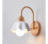 GWJKG Nordic with Ceramic Flower Shade Solid Wood Wall Lamp E26/E27 Base Gold Contemporary Light for Bedroom Dining Room Kitchen Apartment